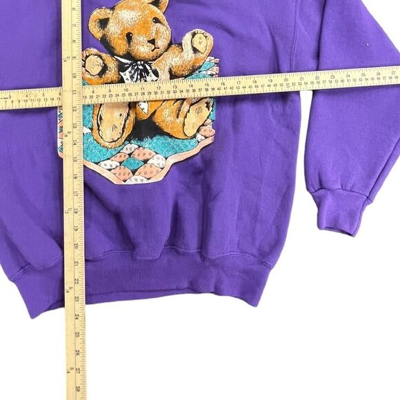 Lady’s Y2K LEE Teddy Bear themed pullover purple sweatshirt size large UNISEX - Picture 2 of 6